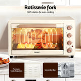 Ovens: Devanti 60L Convection Oven Electric Fryer Ovens 2000W Cream
