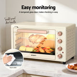 Ovens: Devanti 60L Convection Oven Electric Fryer Ovens 2000W Cream