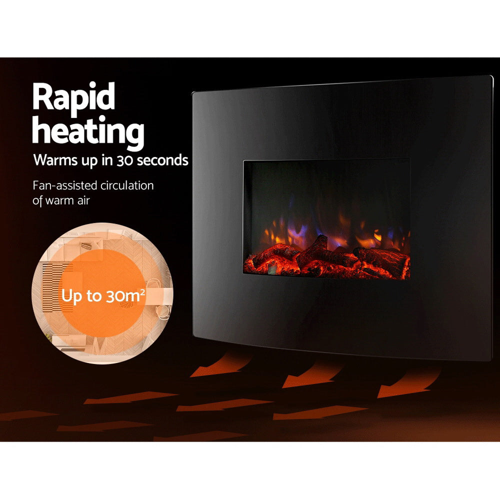 Electric Heaters: Devanti Electric Fireplace Fire Heater 2000W