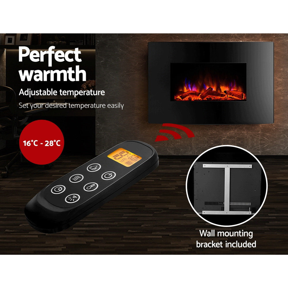 Electric Heaters: Devanti Electric Fireplace Fire Heater 2000W
