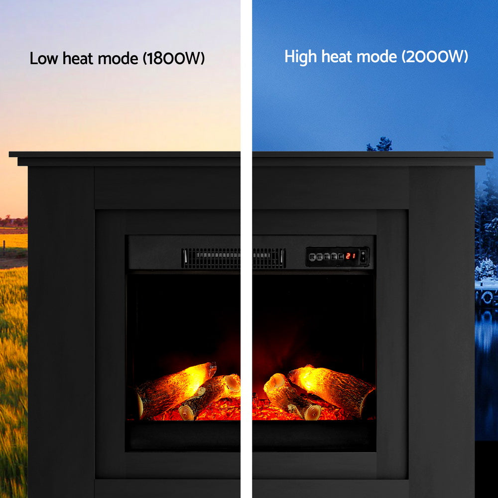 Electric Heaters: Devanti Electric Fireplace Fire Heater 2000W Black