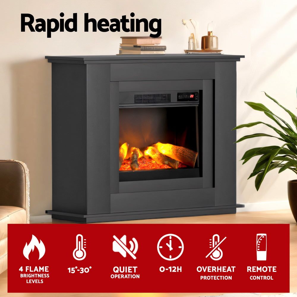 Electric Heaters: Devanti Electric Fireplace Fire Heater 2000W Black