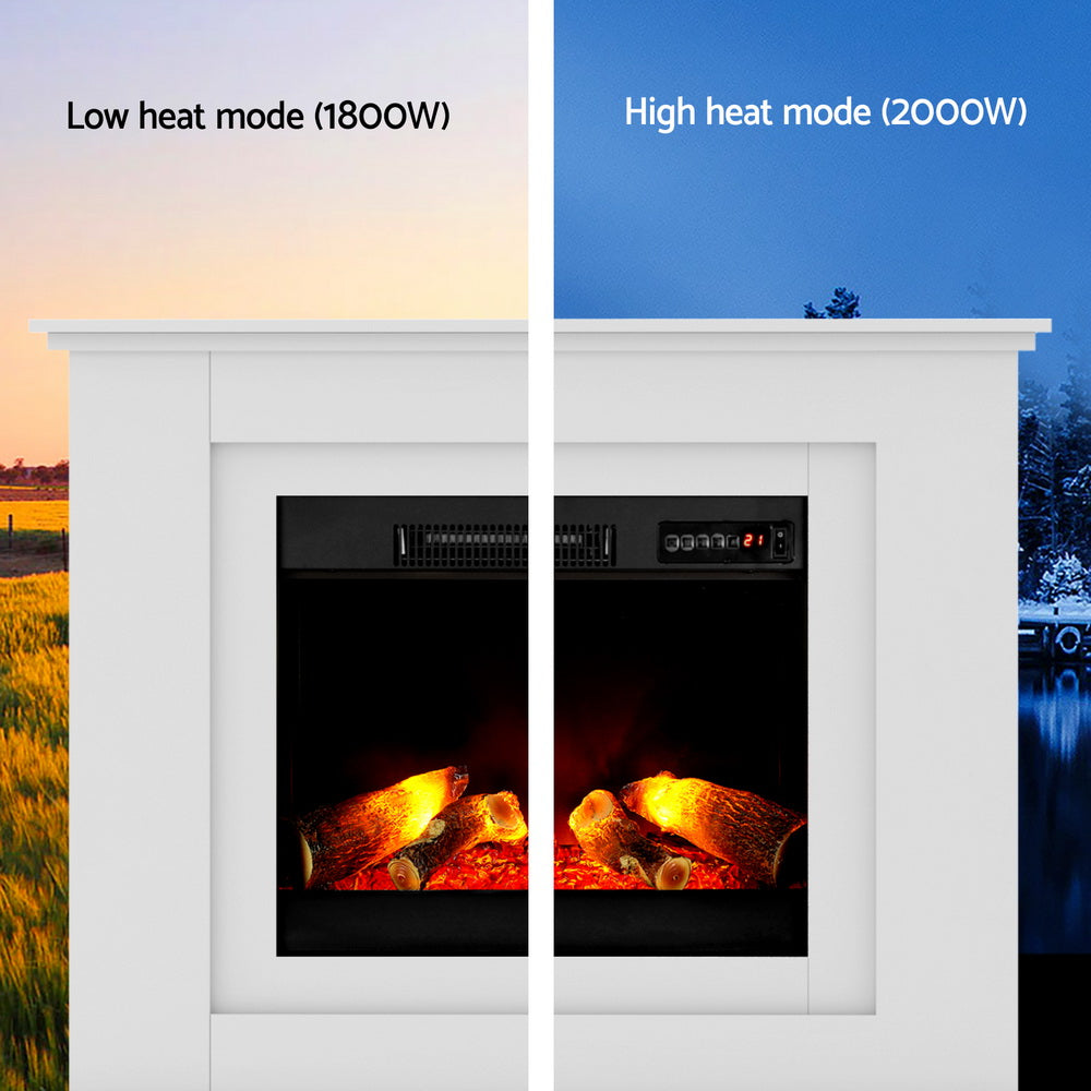 Electric Heaters: Devanti Electric Fireplace Fire Heater 2000W White