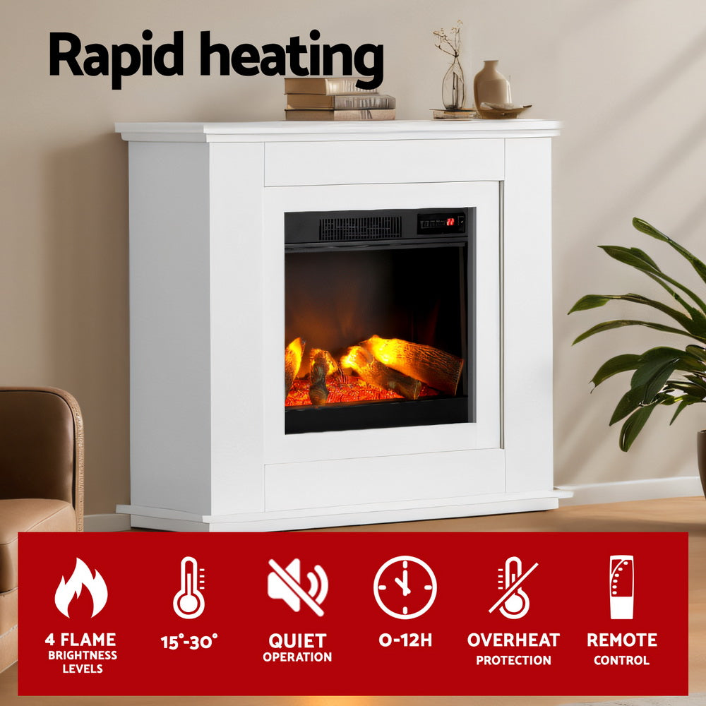 Electric Heaters: Devanti Electric Fireplace Fire Heater 2000W White