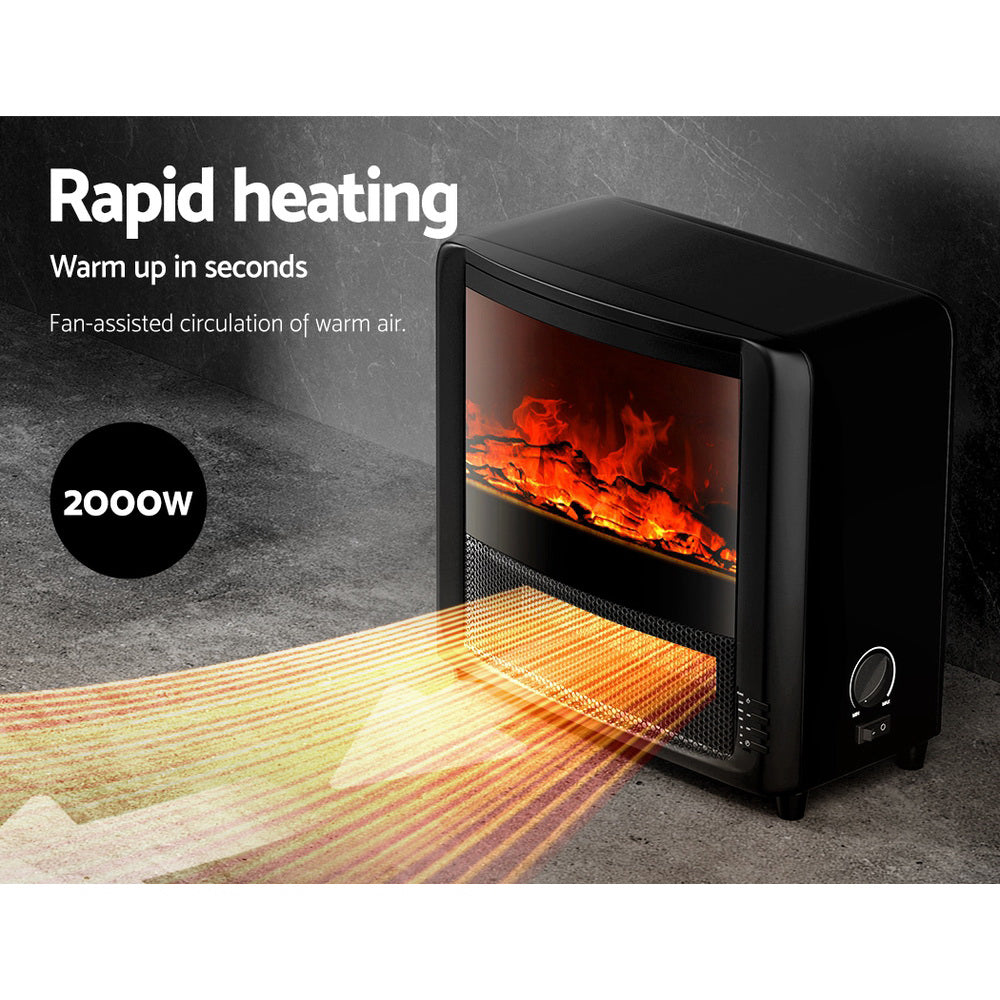 Electric Heaters: Devanti Electric Fireplace Fire Heaters 2000W