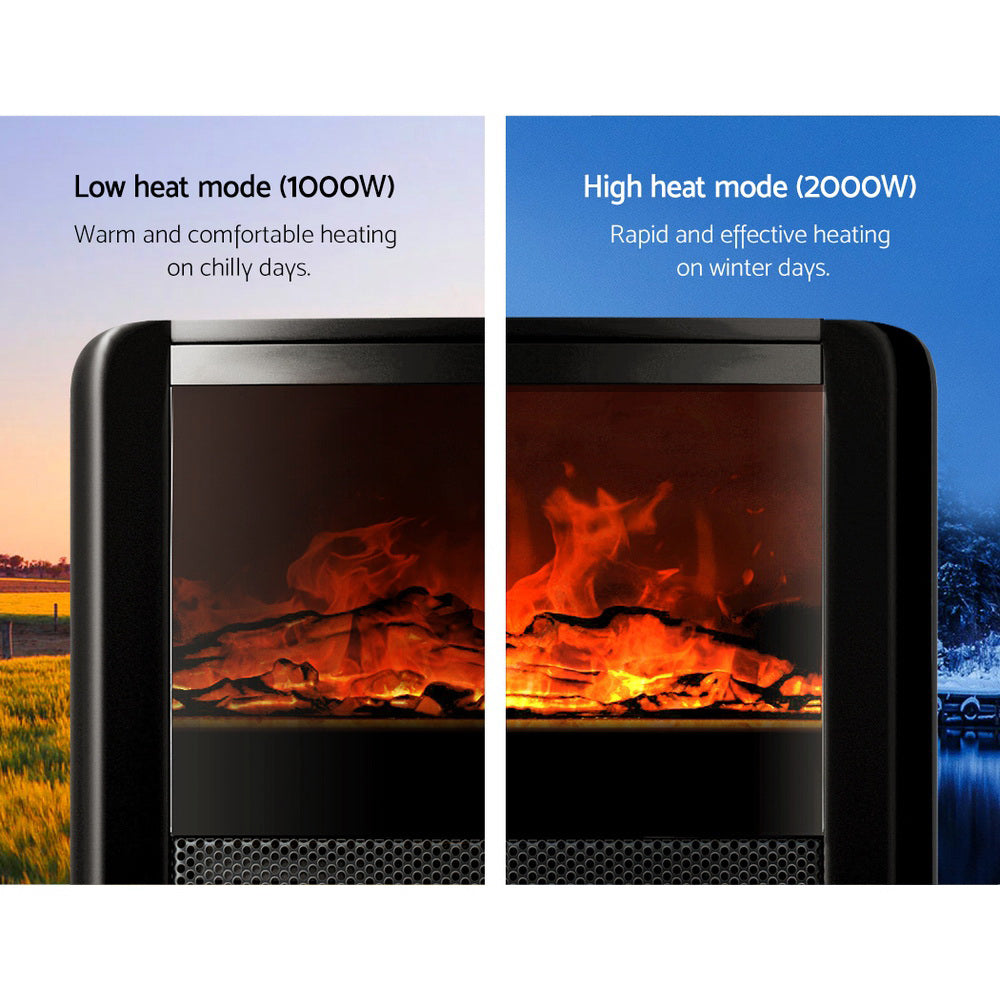 Electric Heaters: Devanti Electric Fireplace Fire Heaters 2000W