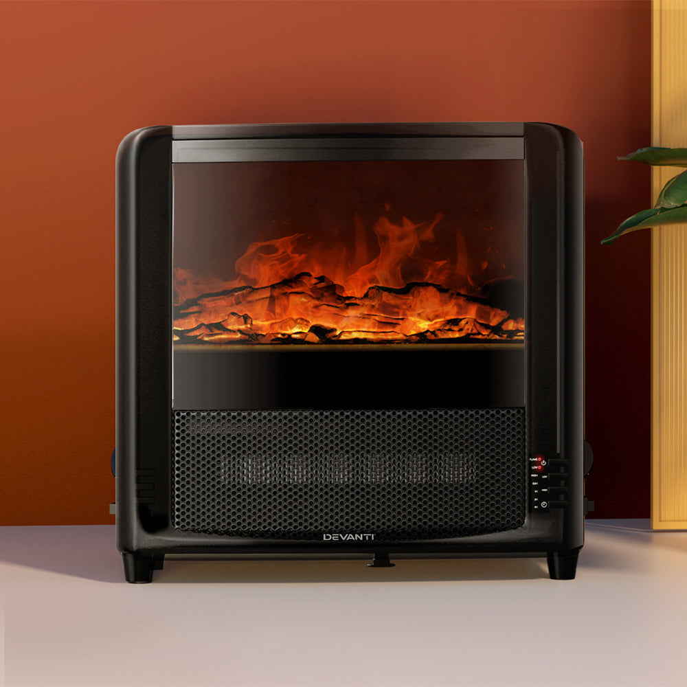 Electric Heaters: Devanti Electric Fireplace Fire Heaters 2000W