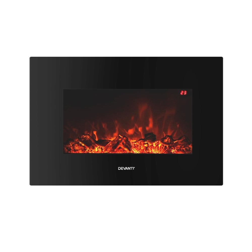 Electric Heaters: Devanti Electric Fireplace Fire Heater 2000W Black