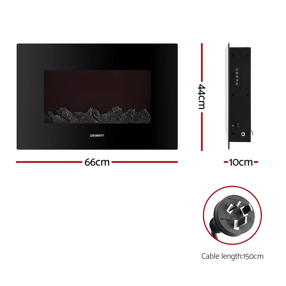 Electric Heaters: Devanti Electric Fireplace Fire Heater 2000W Black