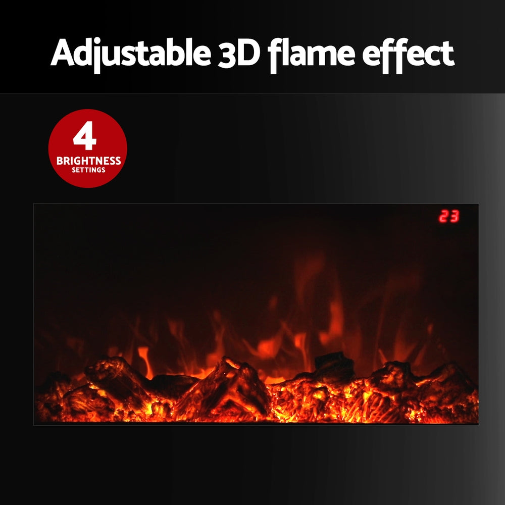 Electric Heaters: Devanti Electric Fireplace Fire Heater 2000W Black