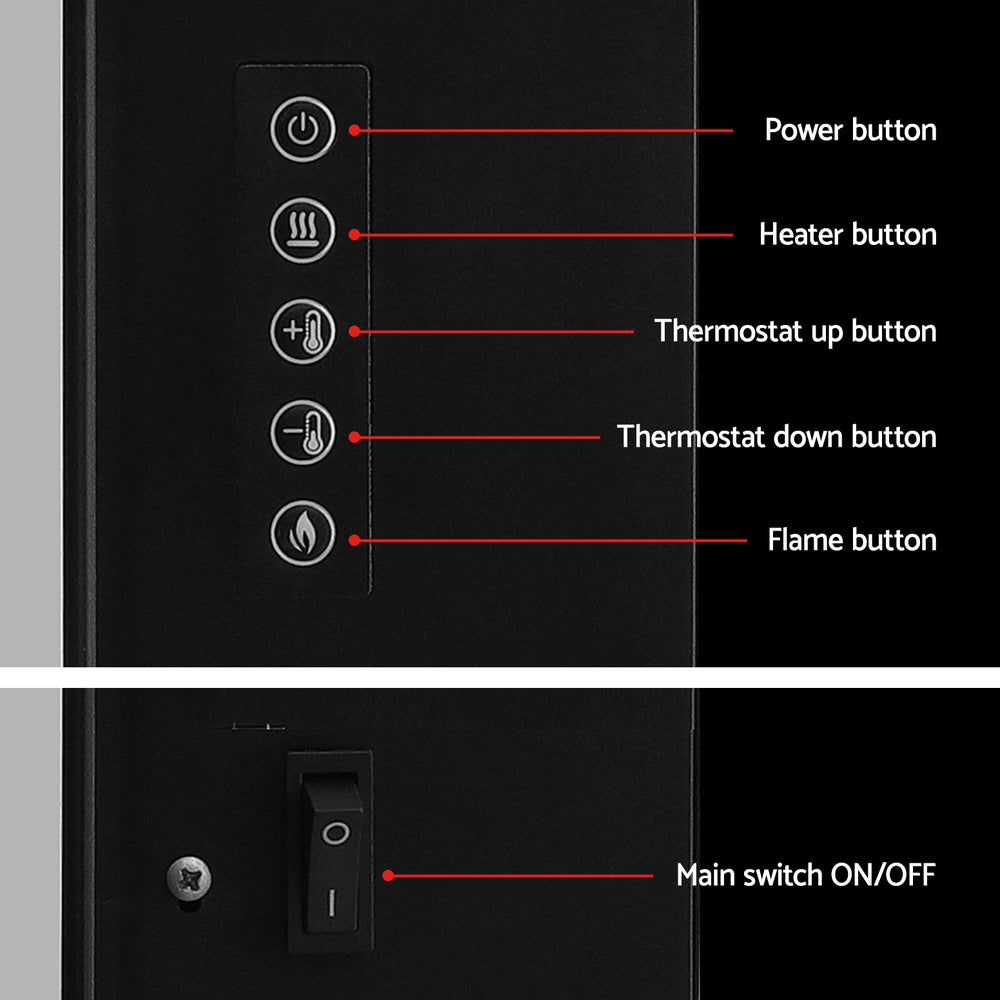 Electric Heaters: Devanti Electric Fireplace Fire Heater 2000W Black