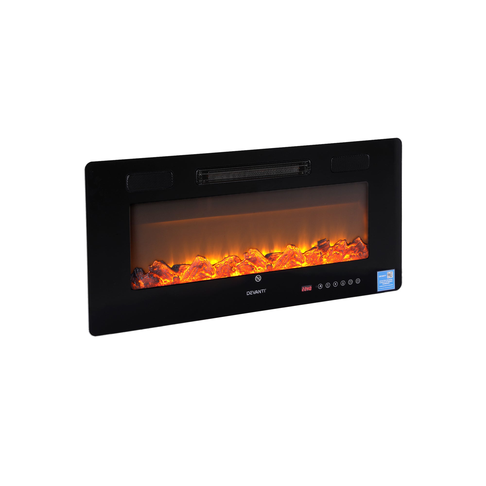 Devanti Electric Fireplace Fire Heater Wall Mounted Insert 3D Flame 1800W Remote Control