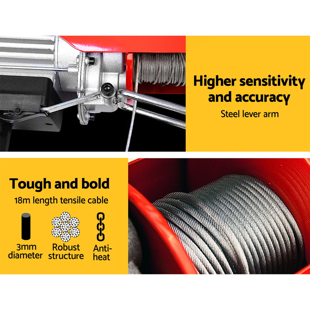 Automotive Lifts & Hoists: Giantz Electric Hoist Winch 125/250KG Cable 18M Rope Tool Remote Chain Lifting