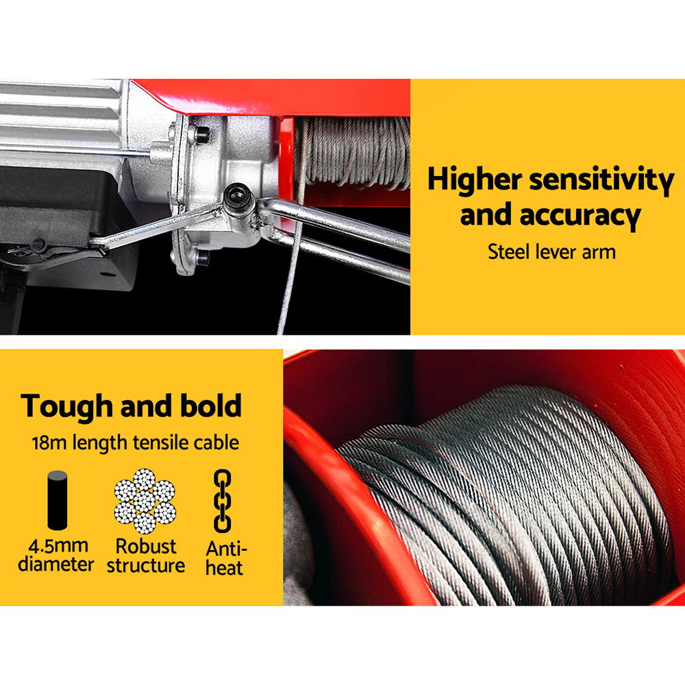 Automotive Lifts & Hoists: Giantz Electric Hoist Winch 300/600KG Cable 18M Rope Tool Remote Chain Lifting