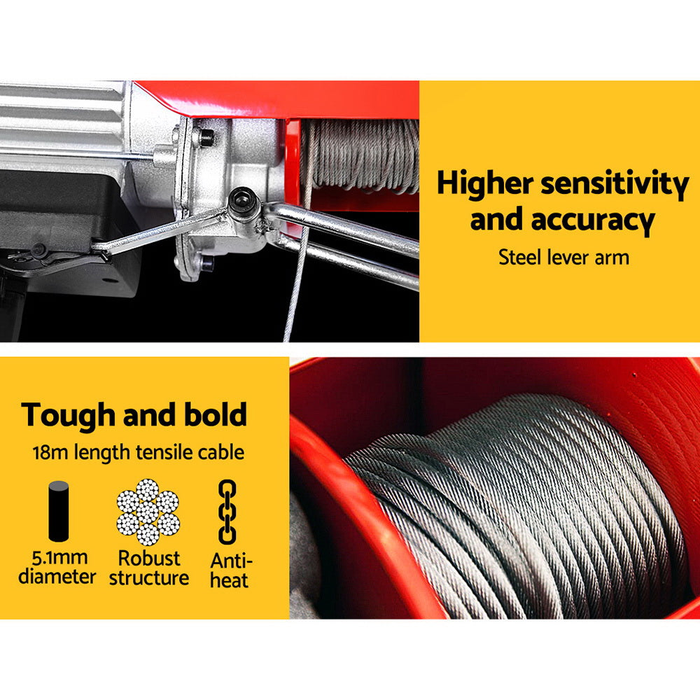 Automotive Lifts & Hoists: Giantz Electric Hoist Winch 400/800KG Cable 20M Rope Tool Remote Chain Lifting