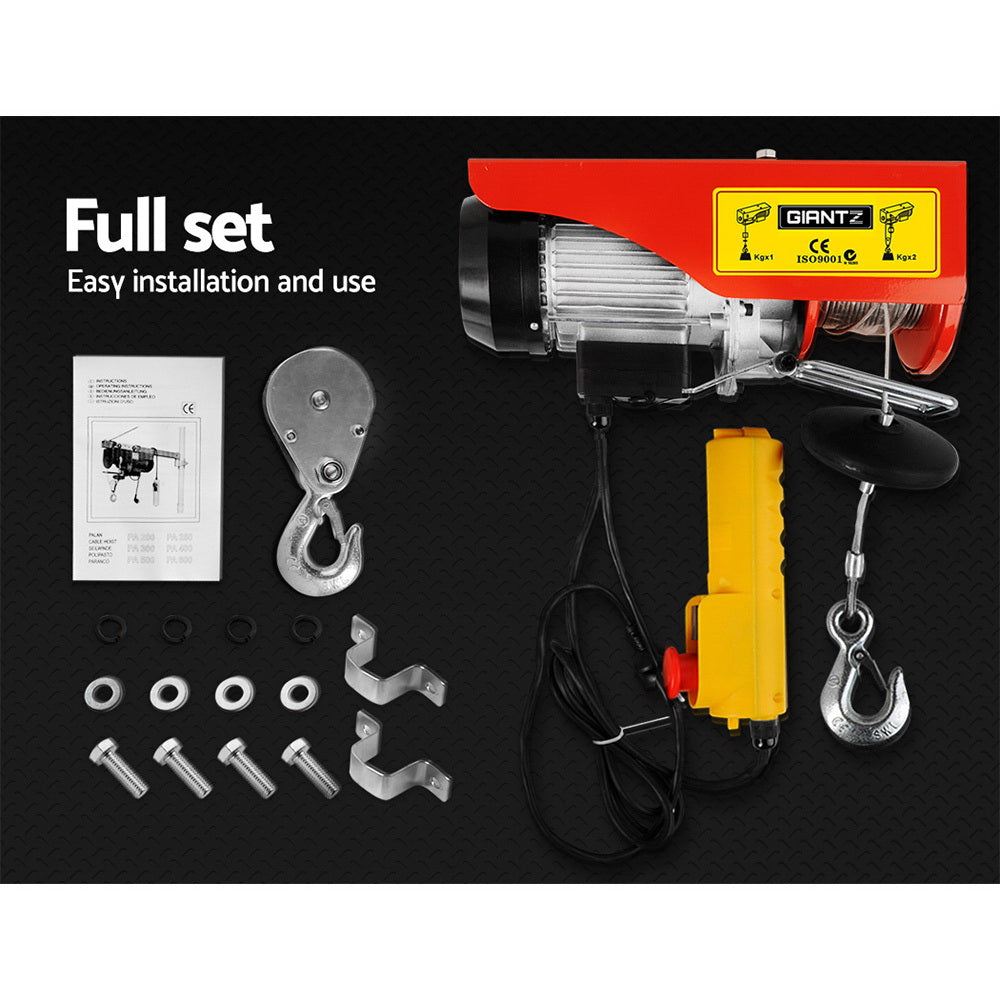 Automotive Lifts & Hoists: Giantz Electric Hoist Winch 400/800KG Cable 20M Rope Tool Remote Chain Lifting