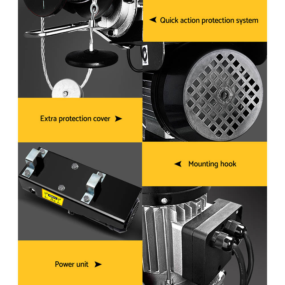 Automotive Lifts & Hoists: Giantz Electric Hoist Winch 500/1000KG Cable 20M Rope Tool Remote Chain Lifting