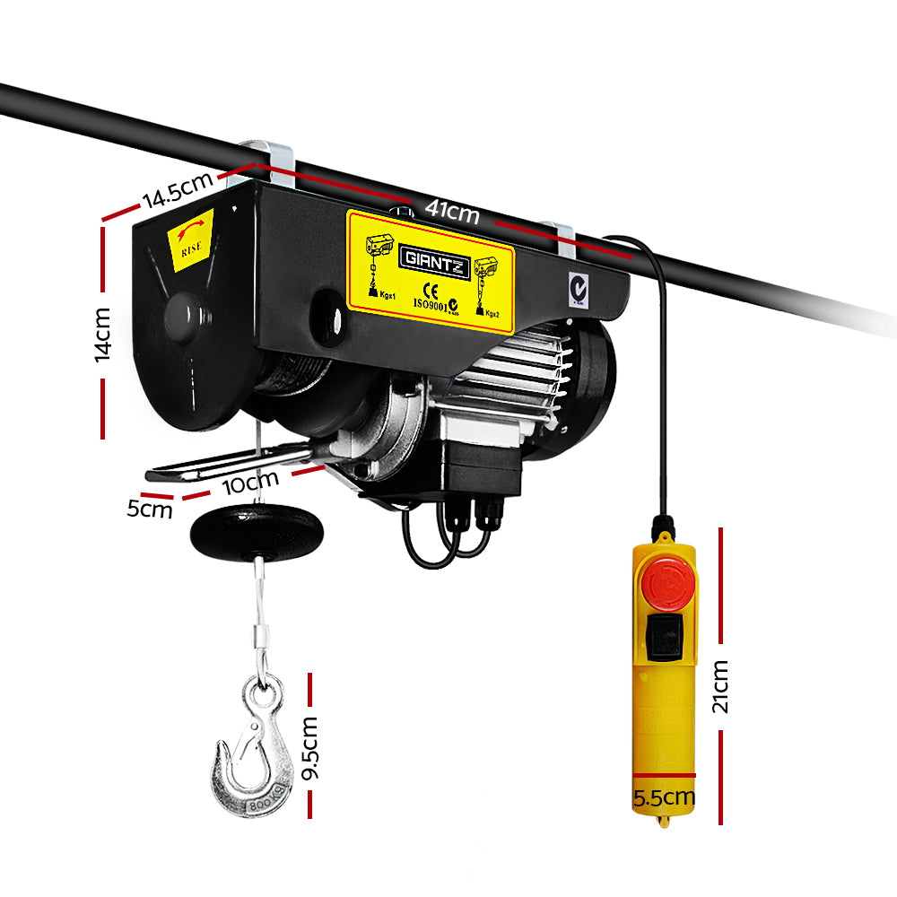 Automotive Lifts & Hoists: Giantz Electric Hoist Winch 400/800KG Cable 18M Rope Tool Remote Chain Lifting