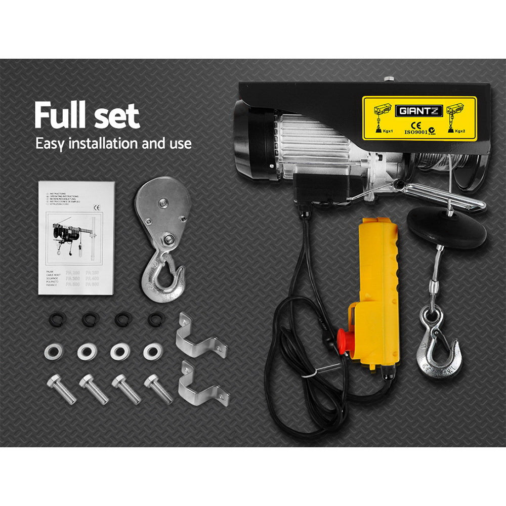 Automotive Lifts & Hoists: Giantz Electric Hoist Winch 400/800KG Cable 18M Rope Tool Remote Chain Lifting