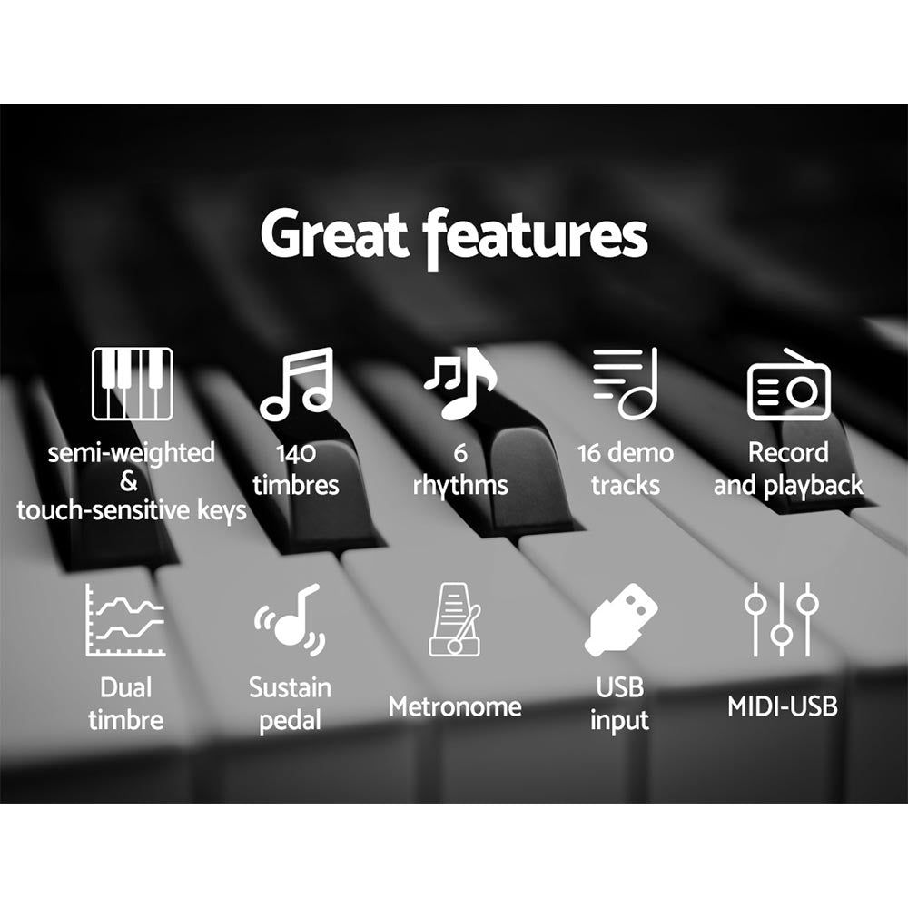 Musical Keyboards: Alpha 88 Keys Electronic Piano Keyboard Digital Electric w/ Stand Sustain Pedal