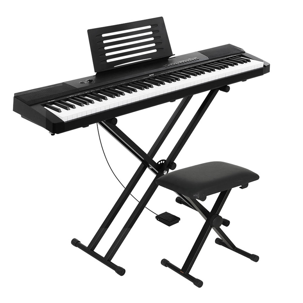 Musical Keyboards: Alpha 88 Keys Electronic Piano Keyboard Digital Electric w/ Stand Stool Pedal