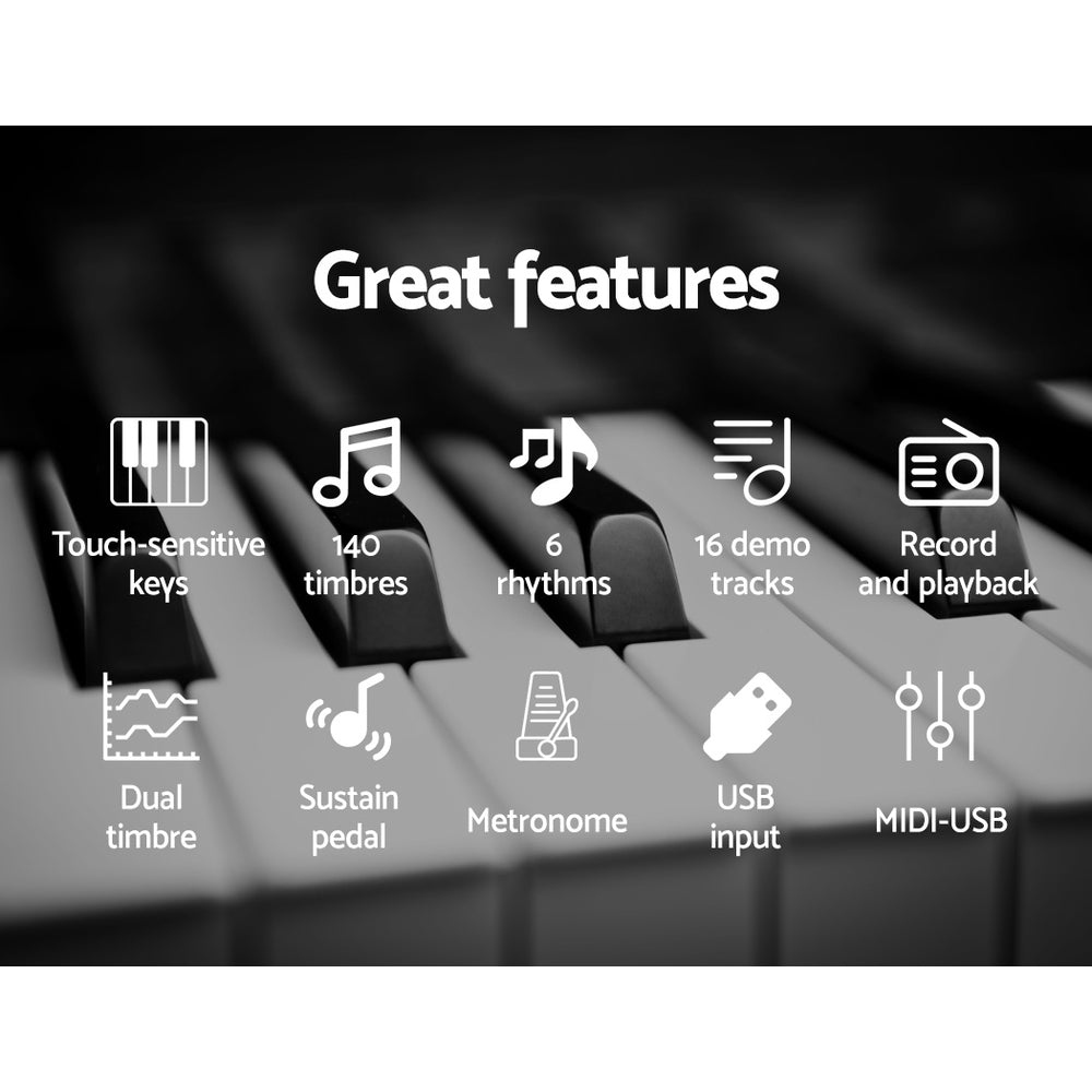 Musical Keyboards: Alpha 88 Keys Electronic Piano Keyboard Digital Electric w/ Stand Stool Pedal