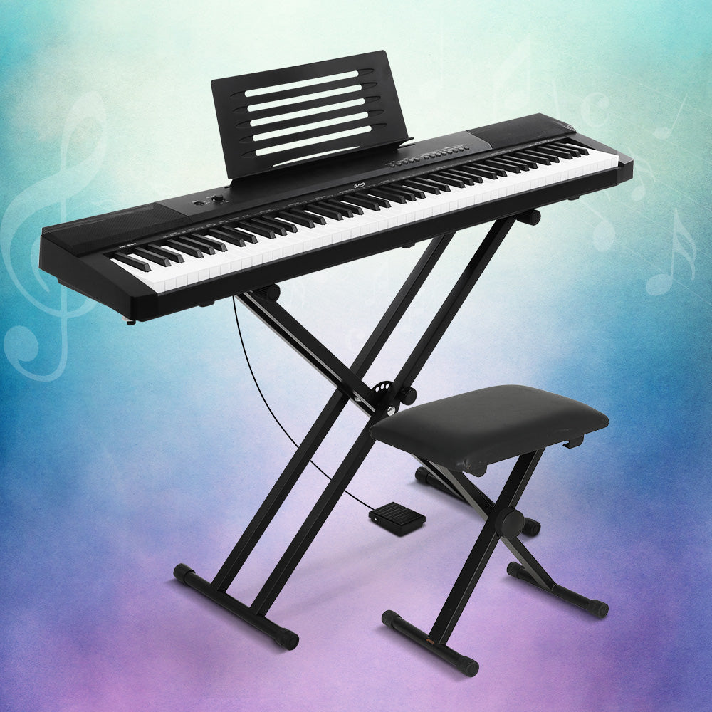 Musical Keyboards: Alpha 88 Keys Electronic Piano Keyboard Digital Electric w/ Stand Stool Pedal