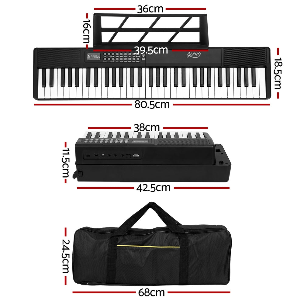 Musical Keyboards: Alpha 61 Keys Foldable Electronic Piano Keyboard Digital Electric w/ Carry Bag