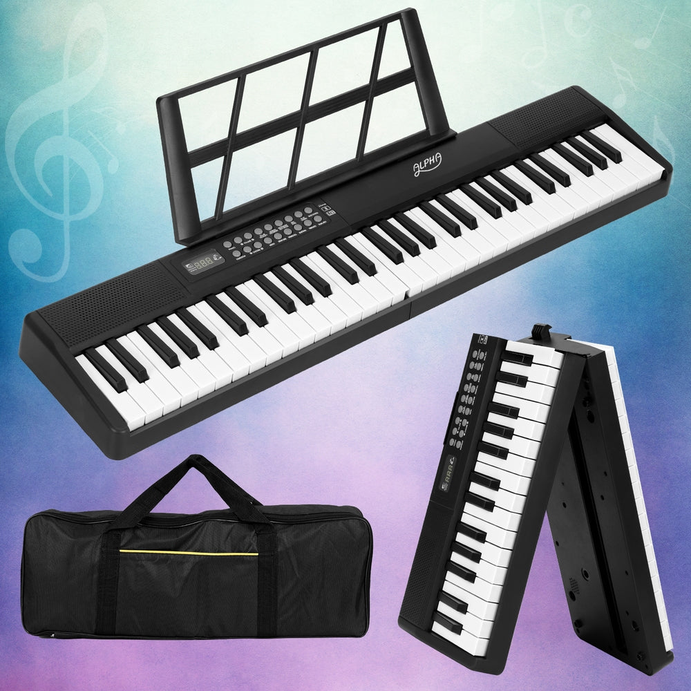 Musical Keyboards: Alpha 61 Keys Foldable Electronic Piano Keyboard Digital Electric w/ Carry Bag
