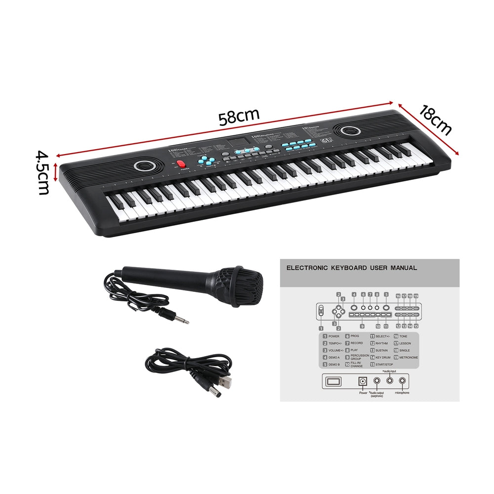 Musical Keyboards: Alpha 61-Key Digital Piano Keyboard Electric Kids Gift Black