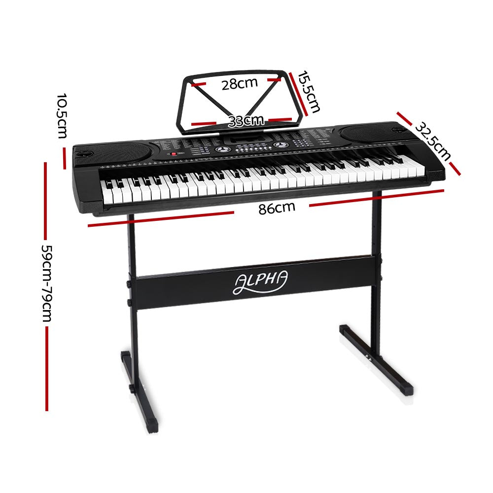 Musical Keyboards: Alpha 61 Keys Electronic Piano Keyboard Digital Electric w/ Stand Beginner Black
