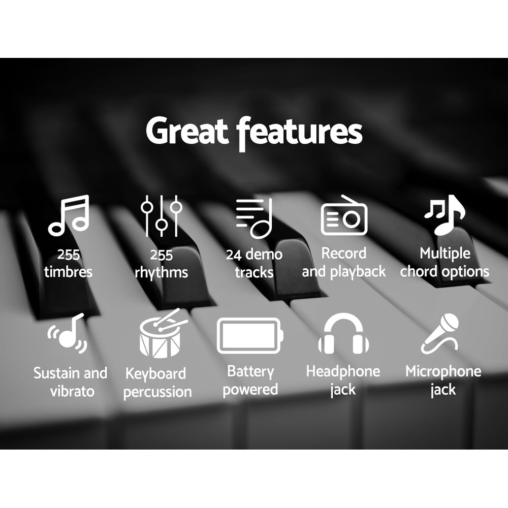 Musical Keyboards: Alpha 61 Keys Electronic Piano Keyboard Digital Electric w/ Stand Beginner Black
