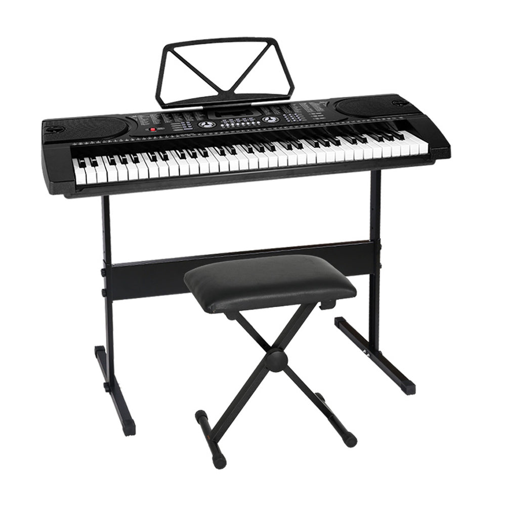 Musical Keyboards: Alpha 61 Keys Electronic Piano Keyboard Digital Electric w/ Stand Stool Black