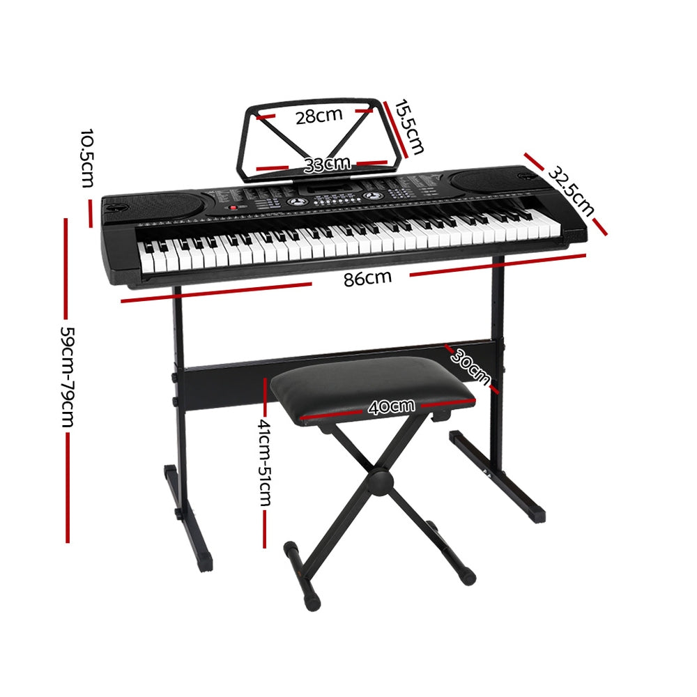 Musical Keyboards: Alpha 61 Keys Electronic Piano Keyboard Digital Electric w/ Stand Stool Black