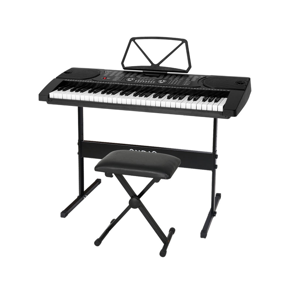 Musical Keyboards: Alpha 61 Keys Electronic Piano Keyboard Digital Electric w/ Stand Stool Black