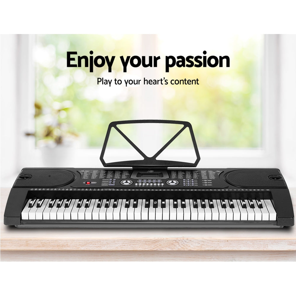 Musical Keyboards: Alpha 61 Keys Electronic Piano Keyboard Digital Electric w/ Stand Stool Black