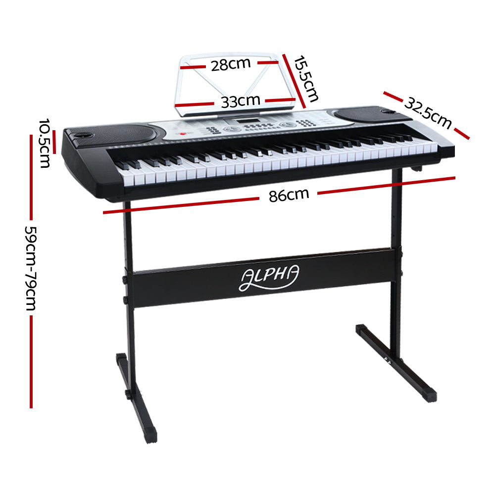 Musical Keyboards: Alpha 61 Keys Electronic Piano Keyboard Digital Electric w/ Stand Beginner Silver