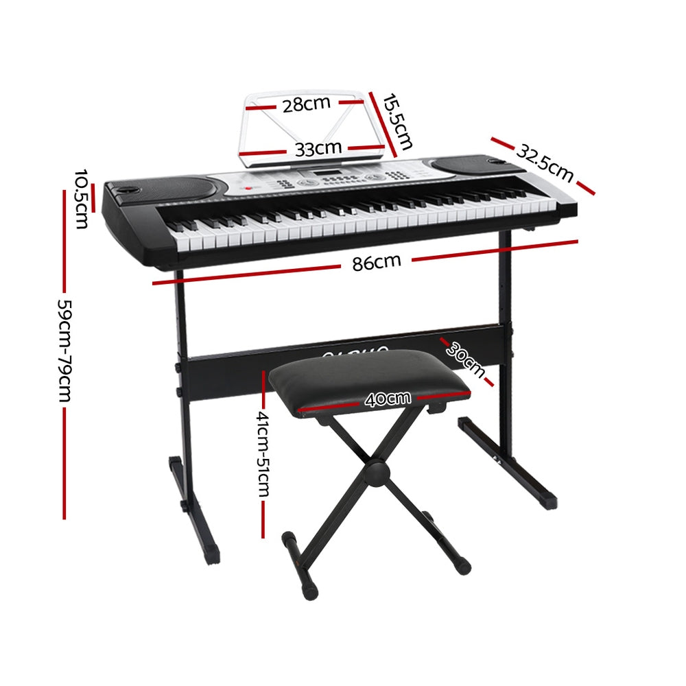 Musical Keyboards: Alpha 61 Keys Electronic Piano Keyboard Digital Electric w/ Stand Stool Silver