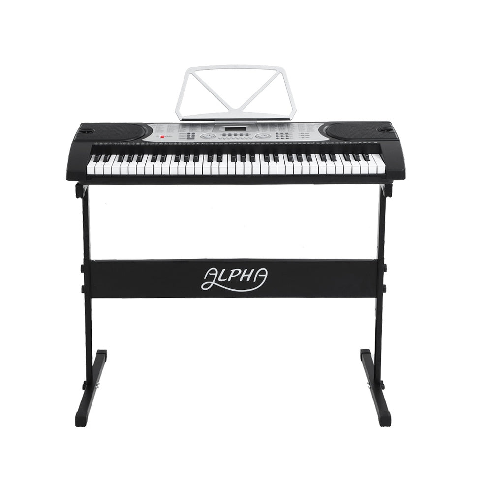 Musical Keyboards: Alpha 61 Keys Electronic Piano Keyboard Digital Electric w/ Stand Stool Silver