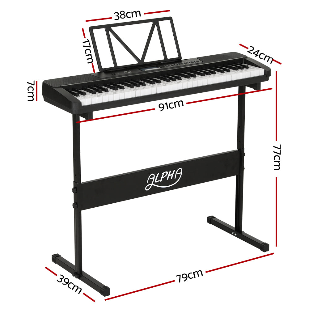 Musical Keyboards: Alpha 61 Keys Electronic Piano Keyboard Digital Electric w/ Stand Touch Sensitive