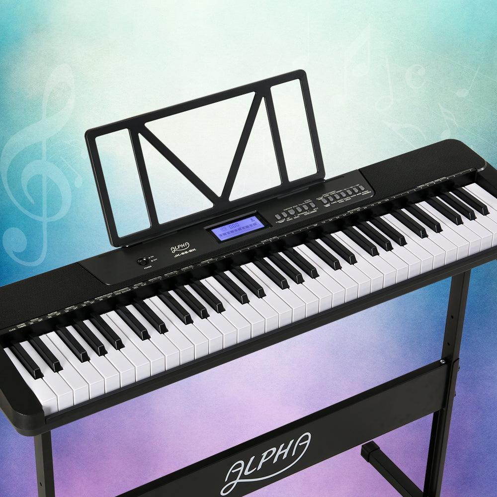 Musical Keyboards: Alpha 61 Keys Electronic Piano Keyboard Digital Electric w/ Stand Touch Sensitive