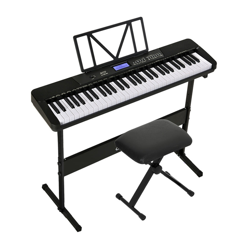 Musical Keyboards: Alpha 61 Keys Electronic Piano Keyboard Digital Electric w/ Stand Stool Touch