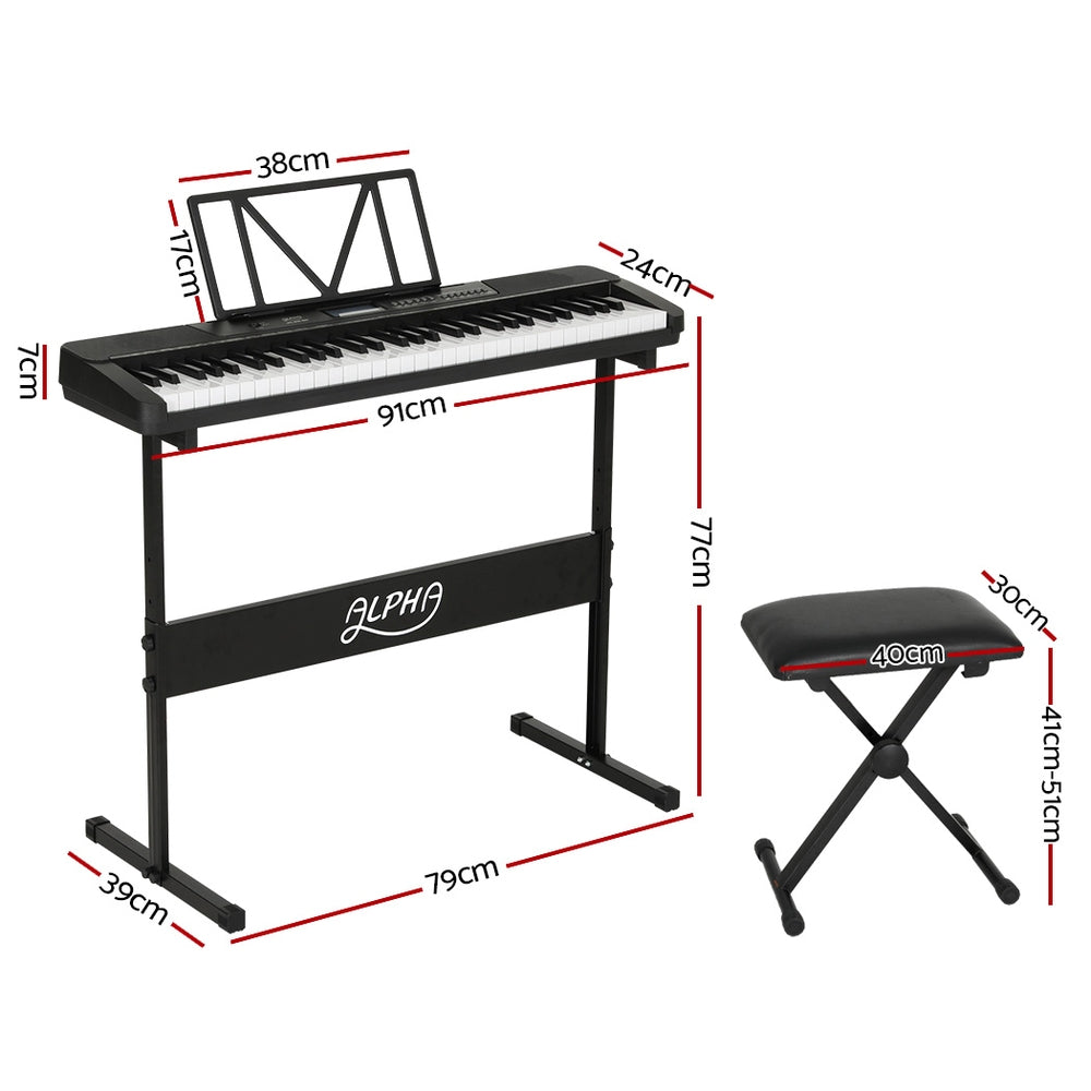 Musical Keyboards: Alpha 61 Keys Electronic Piano Keyboard Digital Electric w/ Stand Stool Touch