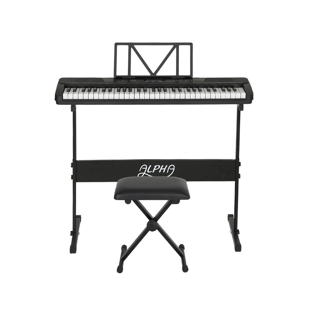 Musical Keyboards: Alpha 61 Keys Electronic Piano Keyboard Digital Electric w/ Stand Stool Touch