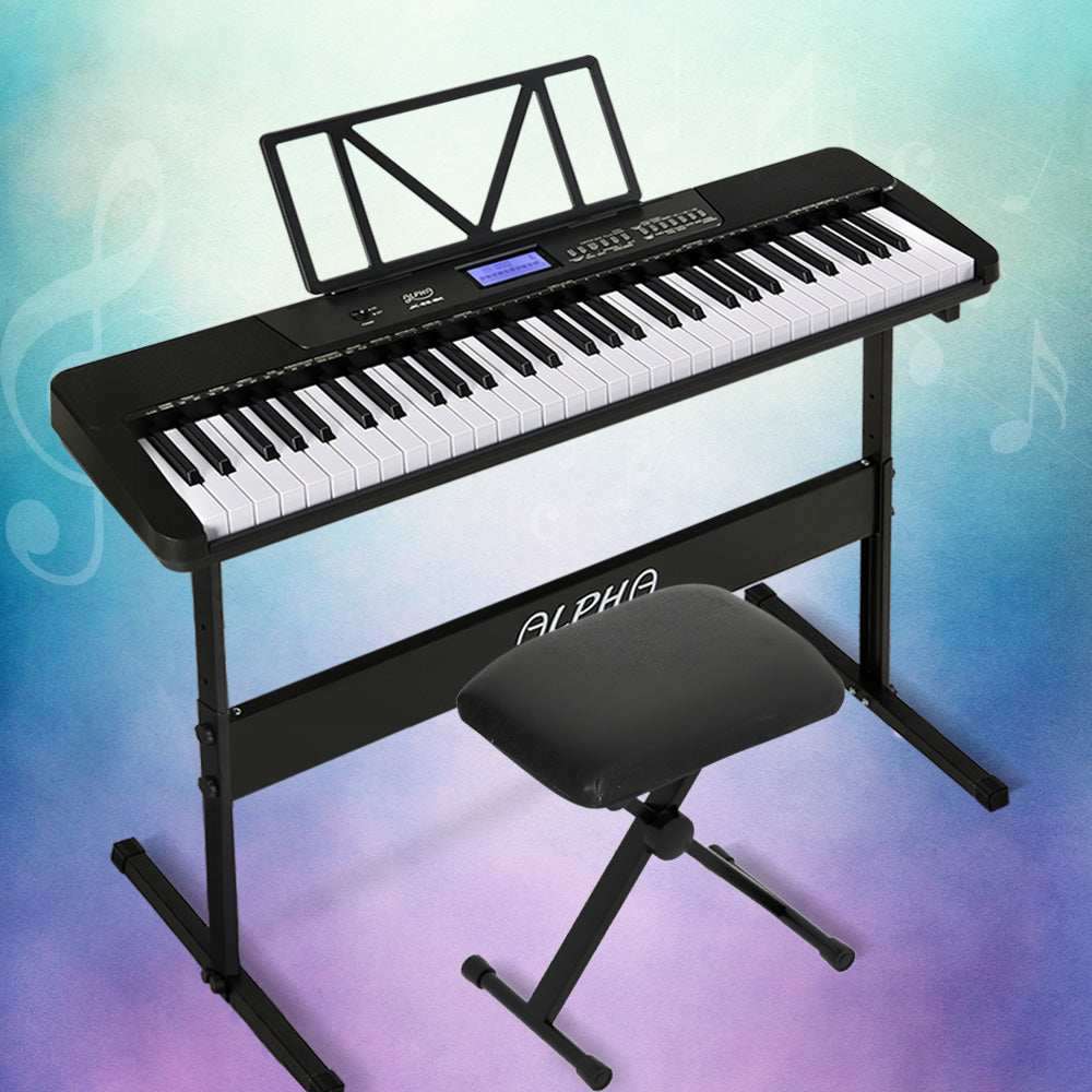 Musical Keyboards: Alpha 61 Keys Electronic Piano Keyboard Digital Electric w/ Stand Stool Touch