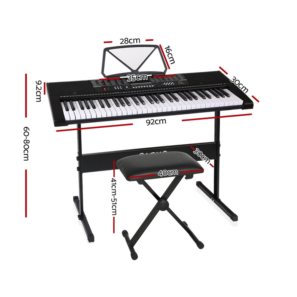 Musical Keyboards: Alpha 61 Keys Electronic Piano Keyboard Digital Electric w/ Stand Stool Speaker