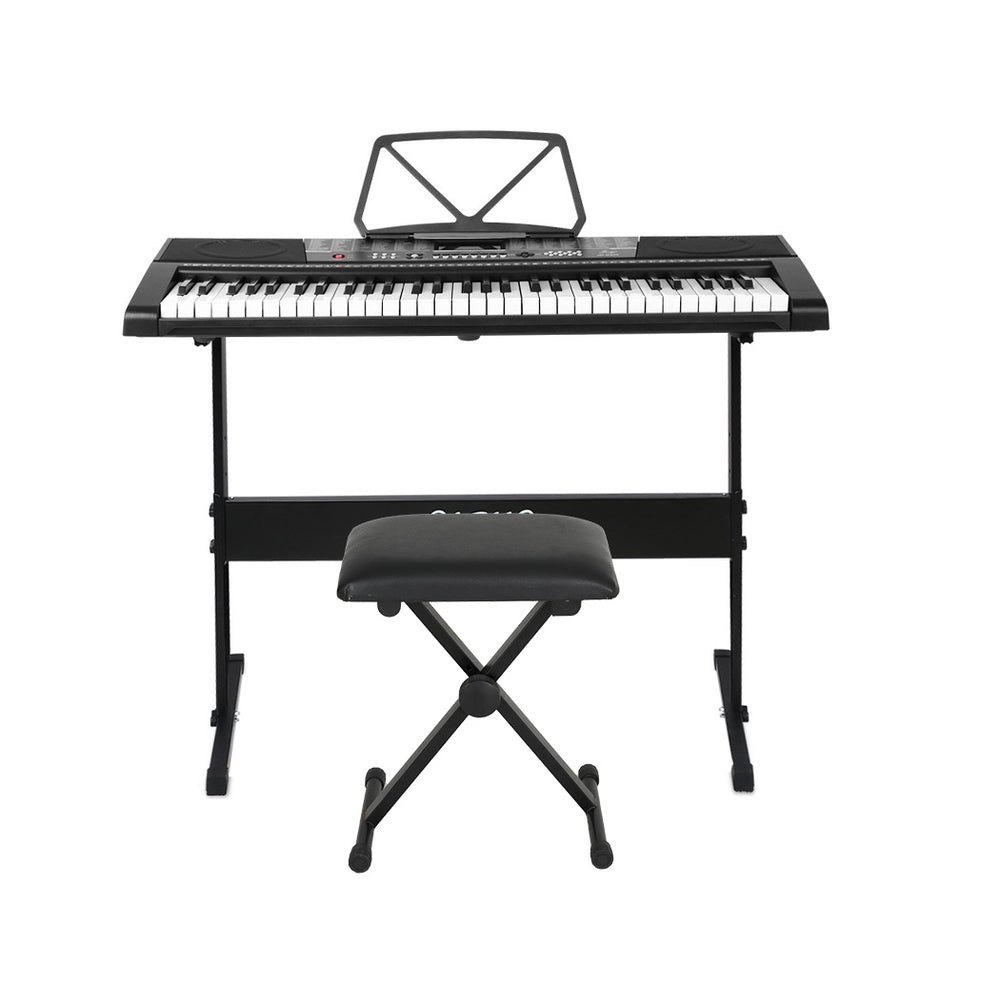 Musical Keyboards: Alpha 61 Keys Electronic Piano Keyboard Digital Electric w/ Stand Stool Speaker