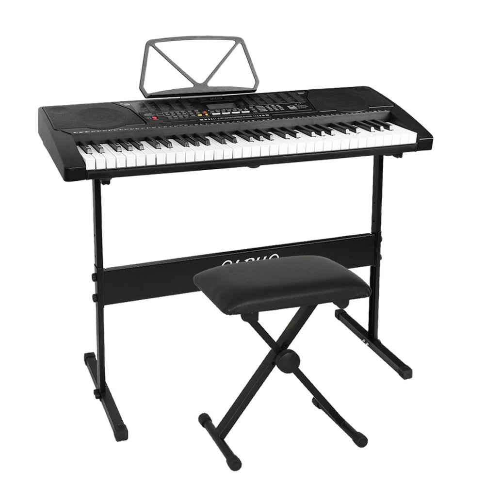 Musical Keyboards: Alpha 61 Keys Electronic Piano Keyboard Digital Electric w/ Stand Stool Lighted