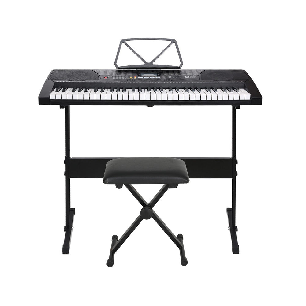 Musical Keyboards: Alpha 61 Keys Electronic Piano Keyboard Digital Electric w/ Stand Stool Lighted
