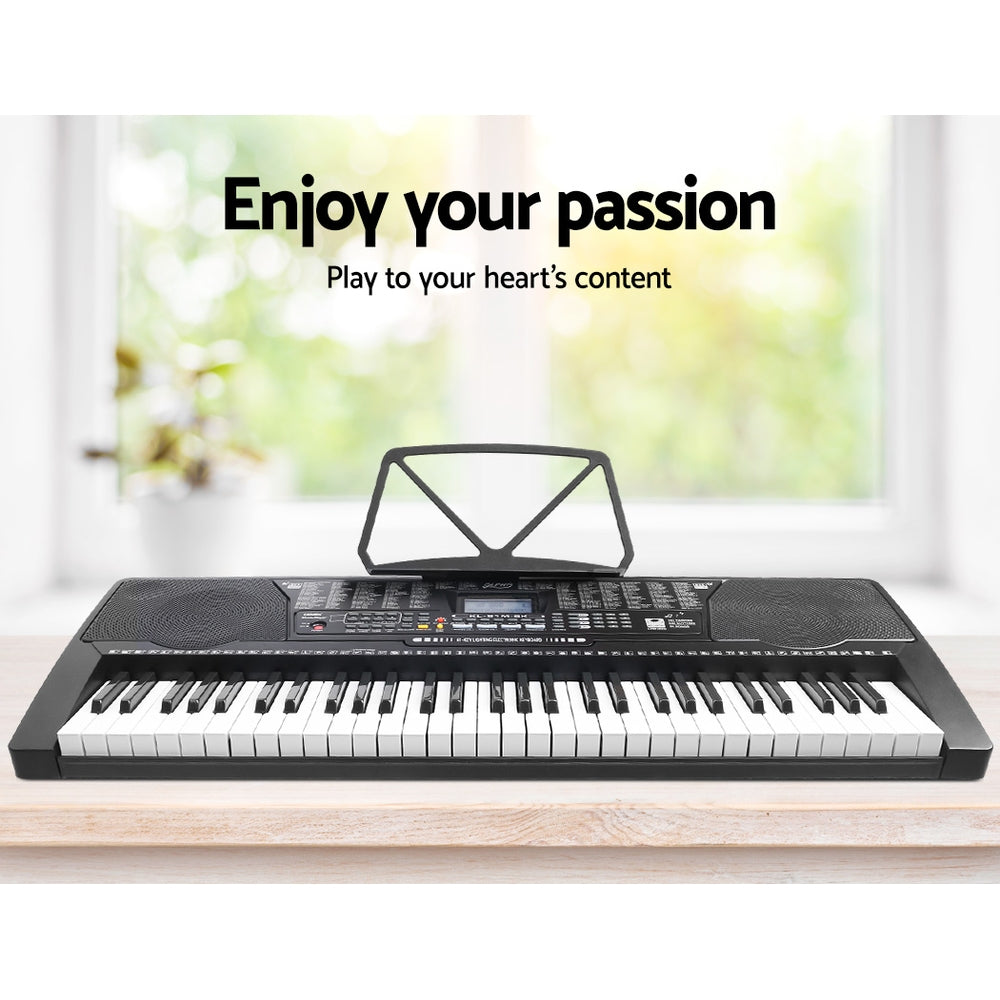 Musical Keyboards: Alpha 61 Keys Electronic Piano Keyboard Digital Electric w/ Stand Stool Lighted